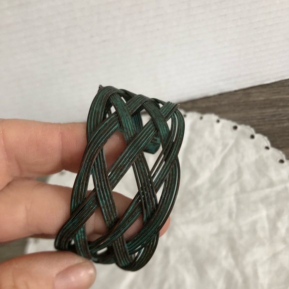 Vtg 90s Braided Metal Cuff Bracelet - Picture 3 of 7